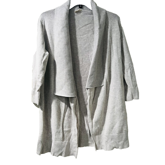Eileen Fisher Sweaters - Eileen Fisher Women 100% Organic Cotton Waterfall Cardigan Gray Size M A000887